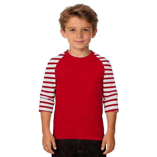 GDREDA T-Shirt Graphique à Rayures pour Garçons T-Shirt Décontracté à Manches Courtes Mélange Confortable pour Enfants Jeunes Tenue Quotidienne Rouge, 4-5 Ans