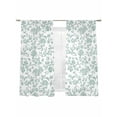 thumbnail image 2 of Spring Flower Semi Sheer Curtains 63 Inch Length 2 Panels Set, Vintage Farmhouse Turquoise Boho Leaf Sheer Kitchen Curtain Privacy Voile Window Curtain for Living Room Bedroom Rod Pocket Drapes, 2 of 7