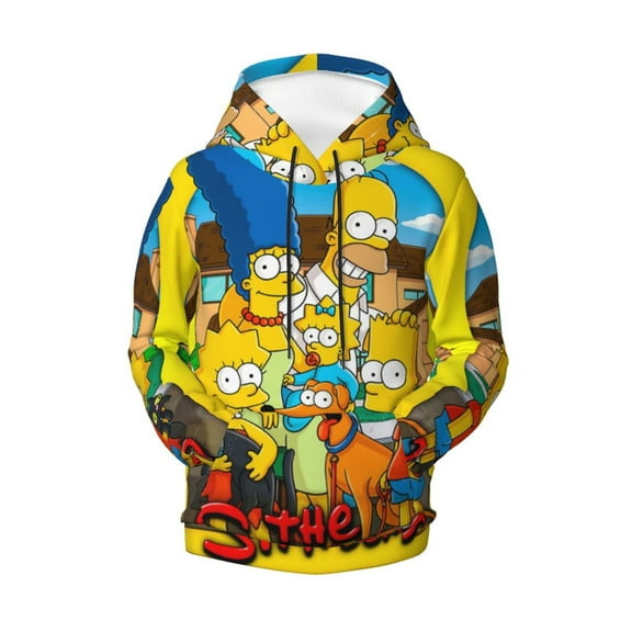 Boys Girls Simpsons Hoodie 3D Printed Cartoon Anime Long Sleeve Hooded Pullover Sweatshirt with Pocket For Teens