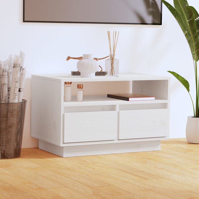vidaXL Meuble TV Blanc 60x35x37 cm Pin Massif