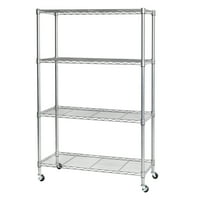 Seville Classics Solid Steel Wire Shelving Storage Unit Adjustable Shelves Organizer Rack, for Home, Kitchen, Office, Garage, Bedroom, Closet, Silver, 4-Tier, 36" W x 14" D