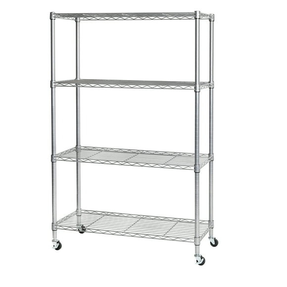 Seville Classics 4-tier Steel Wire Shelving Unit, Silver, 56.5" H X 36" W X 14" D