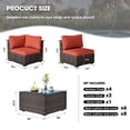 thumbnail image 5 of Gaildon 7 Patio Outdoor Furniture Wicker Sectional Sofa Couch Lawn Sectional Black Glass Table, Red, 5 of 7