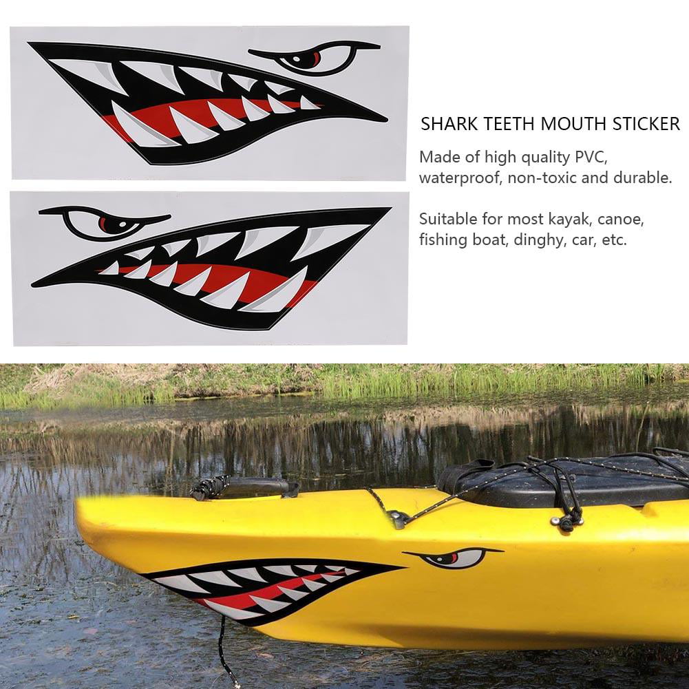 2pcs AUTO Shark Mouth Teeth Waterproof PVC Graphic Sticker Decal durable Decor 