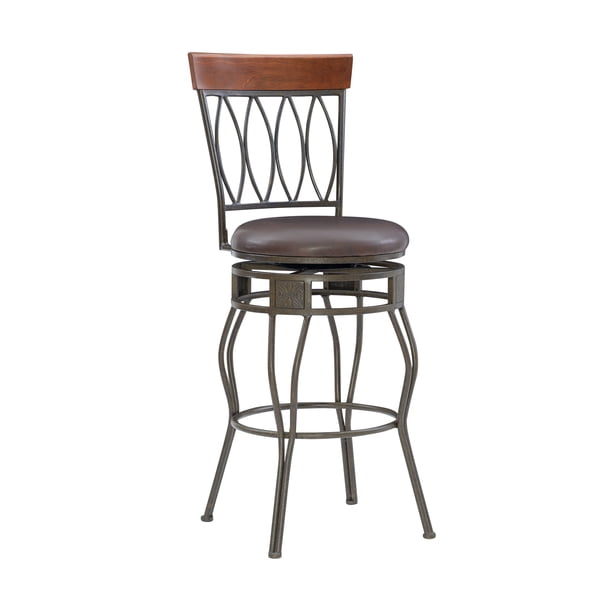 Linon Four Oval Back Bar Stool, Brown, 30 inch Seat Height