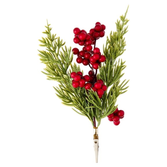 Red Berries with Greenery Mini Christmas Clip Ornament, 7", by Holiday Time