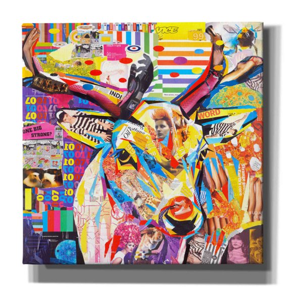Epic Graffiti 'Funky Deer' by Grey, Giclee Canvas Wall Art, 18"x18"