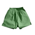 thumbnail image 2 of ITSAME Girls Shorts, Elastic Waist Loose Fit Cotton Linen Summer Casual Fashion Shorts with Pockets Green 10T, 2 of 9
