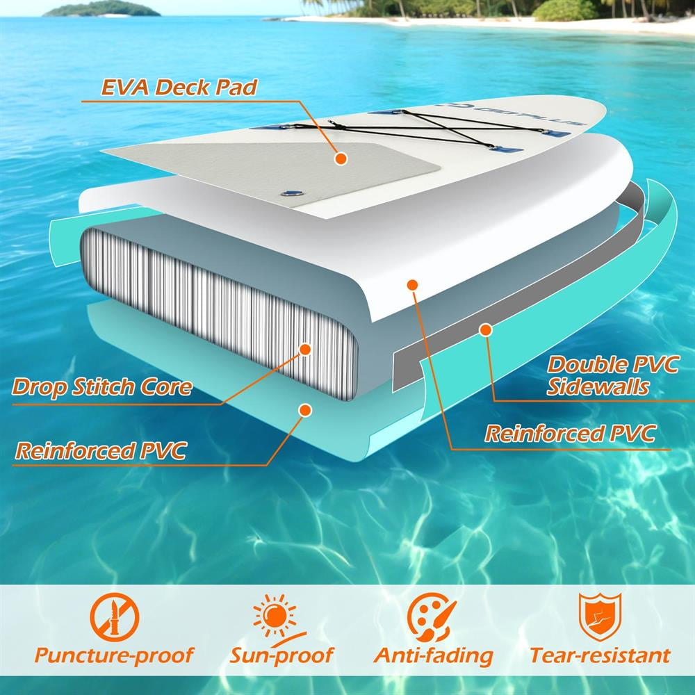 Topcobe 11 Feet Premium SUP Inflatable Stand Up Paddle Board with Accessories-L, Workout Equipment for Indoor Outdoor