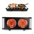 thumbnail image 1 of Double Hot Plate, 2000W Portable Countertop Burner & Electric Stove, 5-Level Temp, Portable Handle, Cast Iron Double Burner Cooktop for Home/RV/Campi, 1 of 7