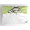 thumbnail image 1 of Sloth Pillow Sham Hand Drawn Sluggish Animal Sloth on Green Abstract Background Curved Line, Decorative Standard Size Printed Pillowcase, 26 X 20 Inches, Pistachio Green Black, by Ambesonne, 1 of 2