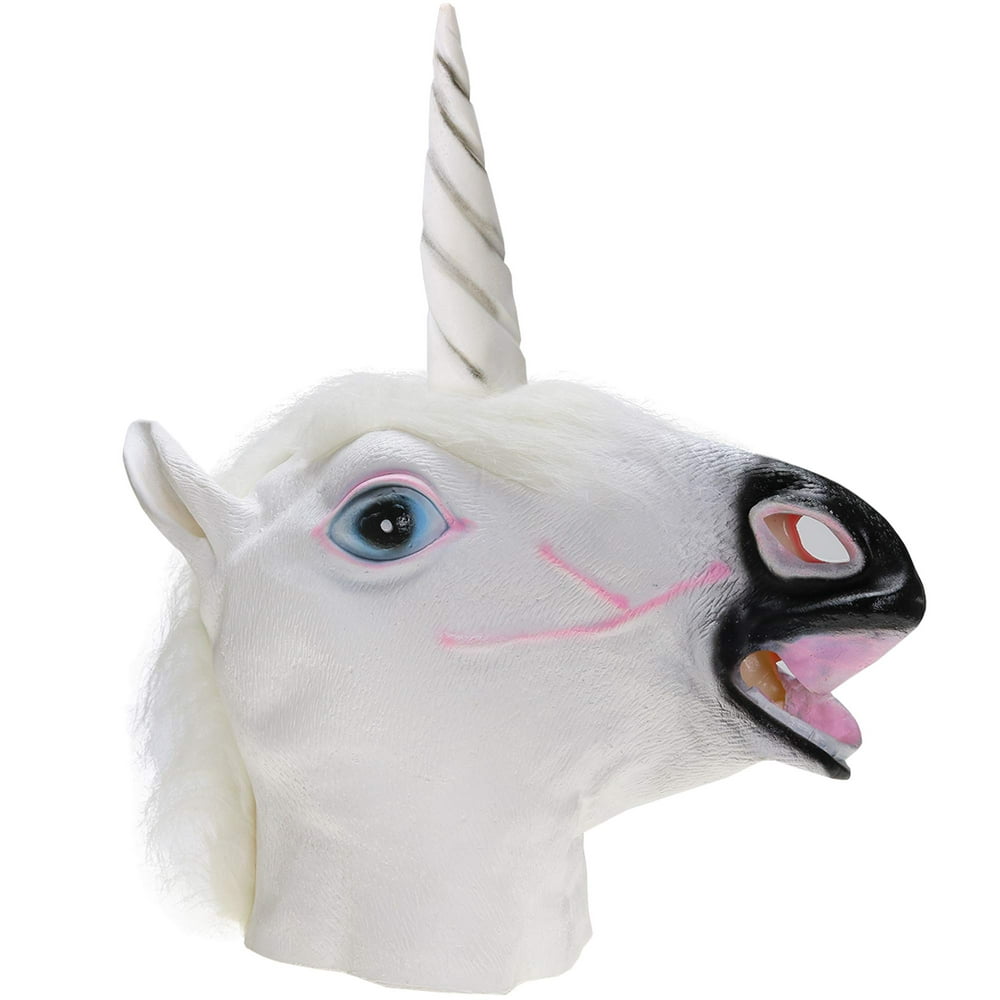 Skeleteen Unicorn Head Costume Accessory - Realistic White and Pink ...