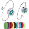 thumbnail image 1 of 1 Box 2 Sets Essential Oil Bracelets Tree of Life Bangle Bracelet with 10Pcs Refill Pads Aromatherapy Diffuser Stainless Steel Adjustable Chain Band Pendant Jewelry for Women Gifts Birthday, 1 of 7
