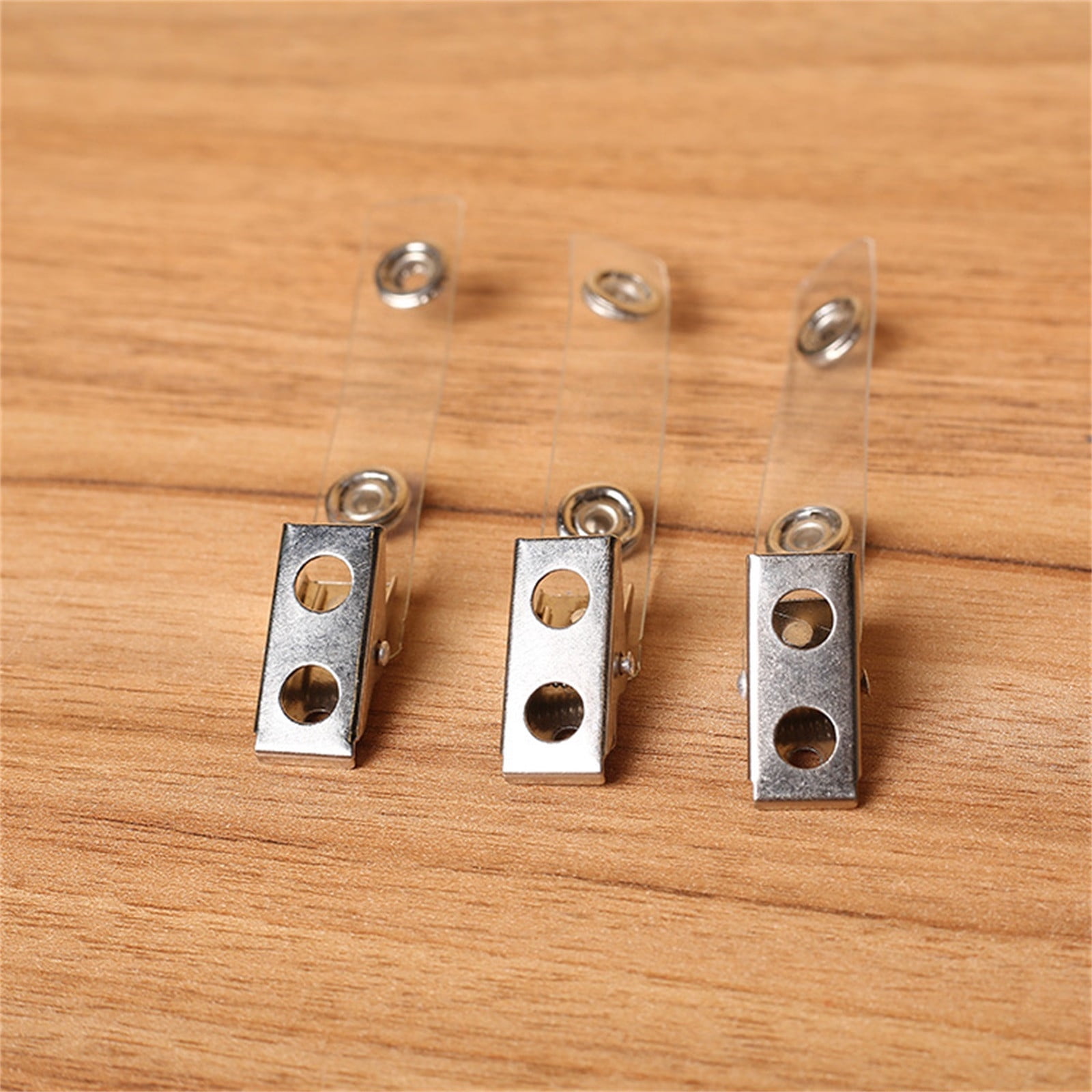 300 Pcs Premium Metal Badge Clips with Clear PVC Straps for ID Cards, Badge Holders, Name Tags, Work Badges, 1.0 Inches