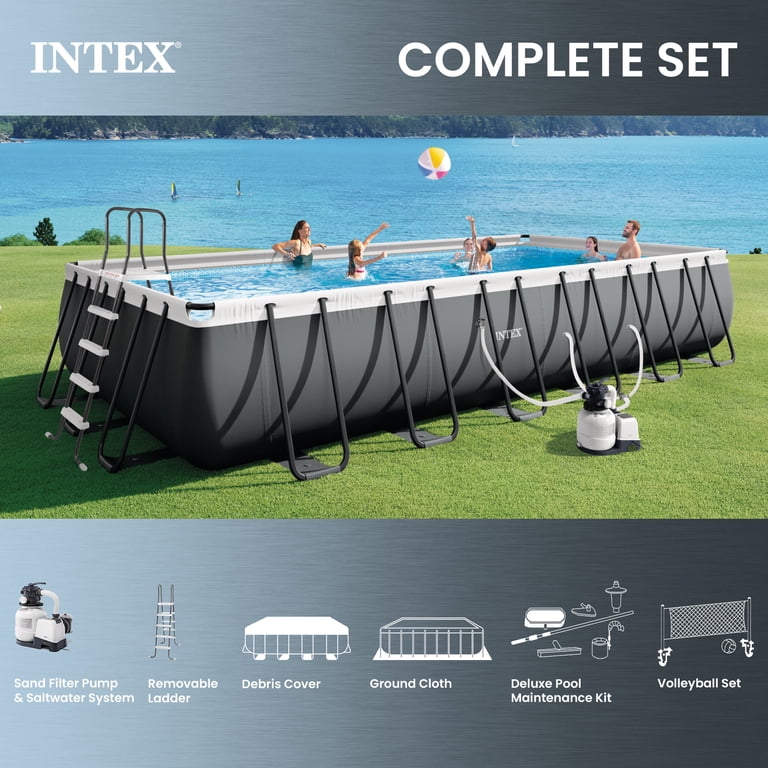 AQUA MIXカラープルオーバー　グレー INTEX Ultra XTR 24ft x 52in Above Ground Swimming Pool Set w