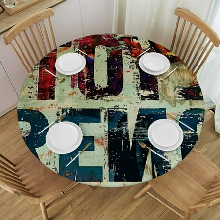 

BCIIG Rock Music Round Table Cover Stain Resistant Washable Indoor Outdoor Tablecloth Kitchen Dining Wedding Parties 100% Polyester Fiber 54-58