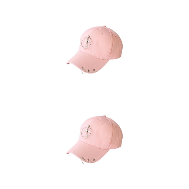 mmirethe Classic Baseball Hat With Ring Decor Adding Touch Of Style To Outfits Casual Pink 2Set