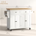 thumbnail image 2 of Cream White Kitchen Island Cart with Storage & Spice Rack - Rolling Kitchen Trolley, 43.7" W x 17.5" D - Ideal for Living Room, Dining & Kitchen Use, 2 of 7