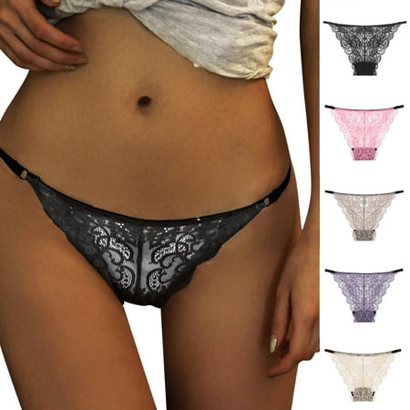 

Qazqa 5PCs Women Ladies Ultra Soft Seamless Bikini Assorted Brief Lace Panties Underwear A S