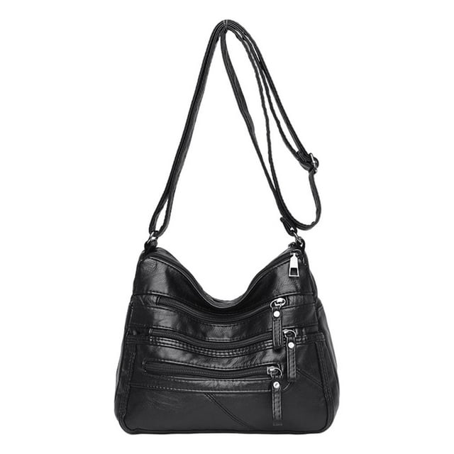 Tachiuwa Multi Bag for , Shoulder Bag, Washed PU Leather B Black