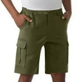 thumbnail image 2 of Enjoytime Men Cargo Shorts Solid Color Elastic Waist Casual Plus Size Shorts with Multi Pockets for Gym Workout Running Army Green XXL, 2 of 5