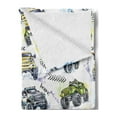 thumbnail image 2 of Cars Soft Flannel Fleece Throw Blanket, Hand Drawn Watercolored Monster Trucks Enormous Wheels Off Road Lifestyle, Cozy Plush for Indoor and Outdoor Use, 50" x 70", Yellow Lavender Blue, by Ambesonne, 2 of 5