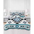 thumbnail image 3 of Blue Aztecs Twin Size Down Alternative Comforter, Lightweight Comforter Quilt Bedding Set with Pillow Shams Southwestern Stripe Native American Boho All Seasons Bed Comforter Duvet Insert 68"x86", 3 of 7