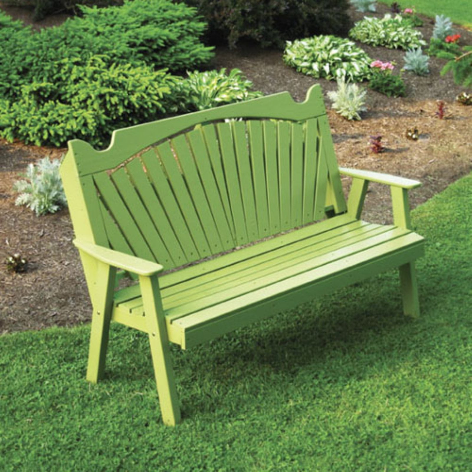 A&L Furniture Co Amish-Made Pine Fanback Garden Benches 3 Sizes & 18 Colors 