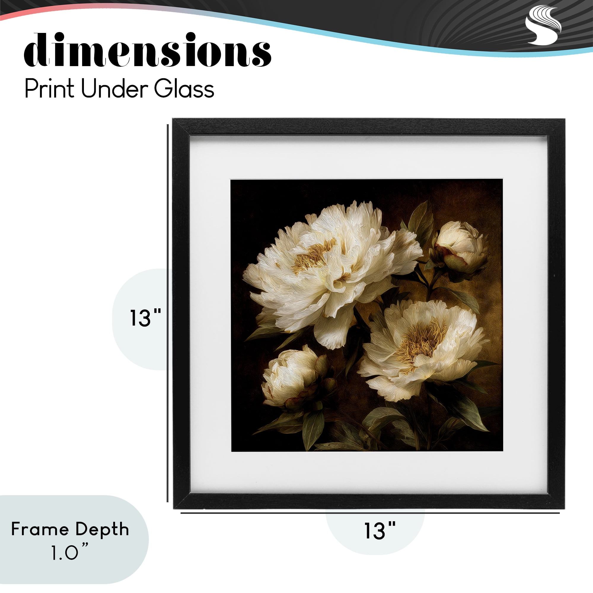Stupell Industries Dreamy Vintage Peony Elegance Black Framed Print Under Glass, design by Petal Prints Design