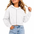 thumbnail image 2 of Dwellite Girls Zip-Up Hooded Lightweight Casual Fall Winter Sweatshirt with Pocket 5-13 Years White 160, 2 of 6