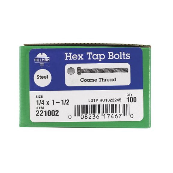 HEX TAP BOLT1/4X1.5BX100