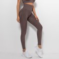 thumbnail image 5 of Leggings Solid Strethcy Yoga Fitness Women's Waist Pant Color High Yoga Pants(L, Coffee), 5 of 7