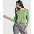 thumbnail image 2 of Real Essentials 4 Pack: Women's Cotton Long Sleeve Crew Crop Top - Casual Cropped T-Shirt (Available In Plus Size), 2 of 6
