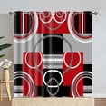 thumbnail image 3 of Red Gray Geometric Blackout Curtains for Bedroom, White Gray Modern Abstract Plaid Circle Room Darkening Curtain Thermal Insulated Window Drapes for Living Room 26"W x 45"L (Pack of 2), 3 of 6