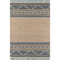 Esme Wool and Cotton Hand Woven Blue Area Rug 5' X 7'