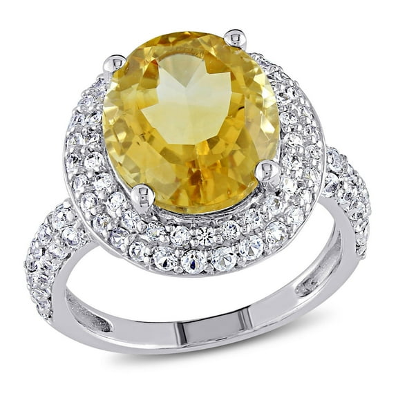 Everly Women's Created Citrine and Sapphire Sterling Silver Engagement Ring
