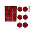 thumbnail image 3 of 12-Piece Flocked Christmas Ornament Set | 6cm Red Suede Balls with Hanging Ropes | Festive Tree Decorations for Home, Office & Parties, 3 of 6