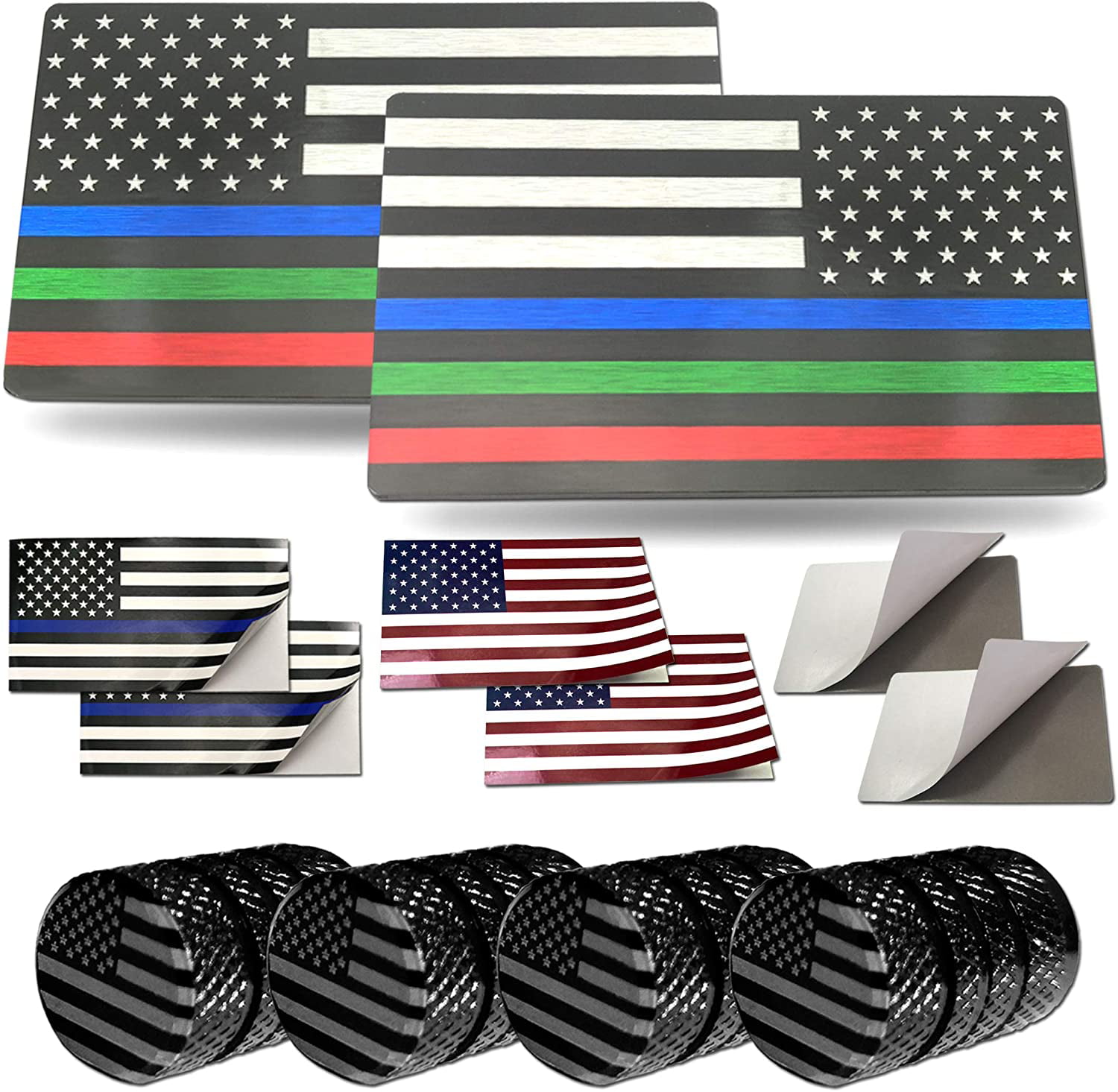 Gift- USA Flag Tire Valve Cap Covers Bumper or Back Window SUV Vehicle 2 Pack 3 x 5 Aootf American Flag Decals- USA Patriotic Aluminum Sticker Perfect for Car Thin Red Blue Line Decals Truck 