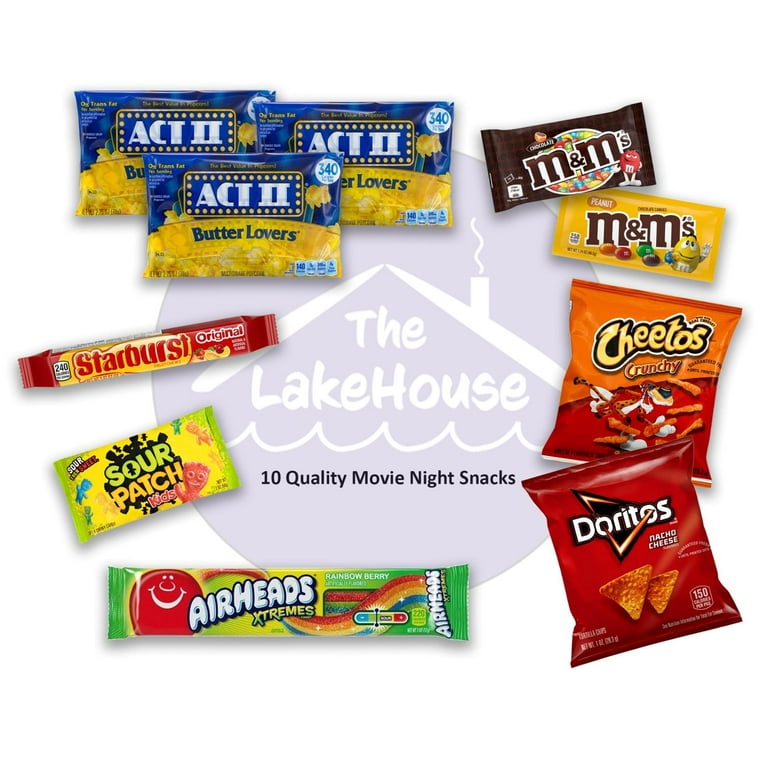 Family Movie Night Supplies Candy Popcorn Snacks Gift Basket