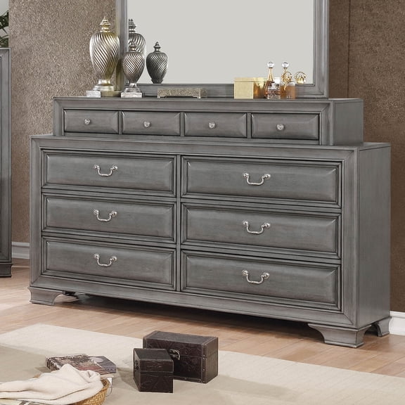 Furniture of America Damien Rustic 10-Drawer Dresser, Gray