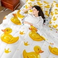 thumbnail image 4 of Manfei Kawaii Duck 7 Pieces Bedding Comforter Set,Princess Crown Full Bedding Set,Yellow White Fitted Sheet Flat Sheet For Teens,Microfiber Bedroom Decor Reversible, 4 of 8