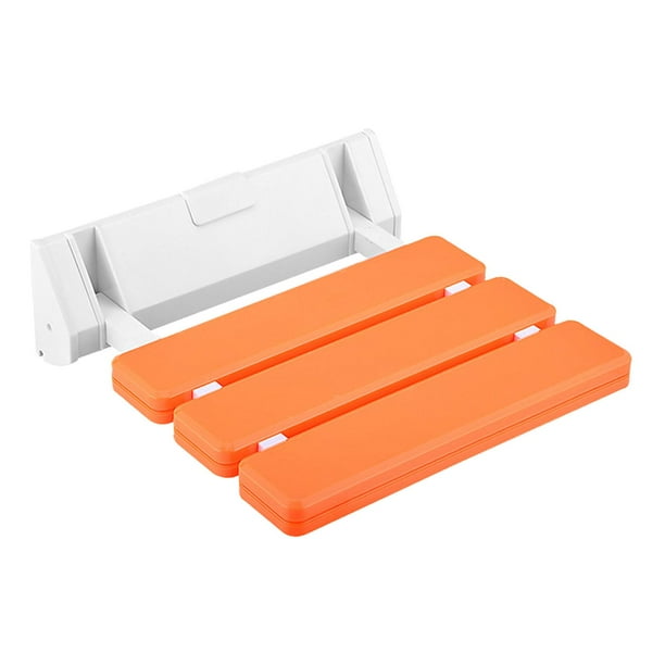 Taburete de baño plegable de teca, banco de montaje en pared, asiento de ducha plegable de gran capacidad naranja