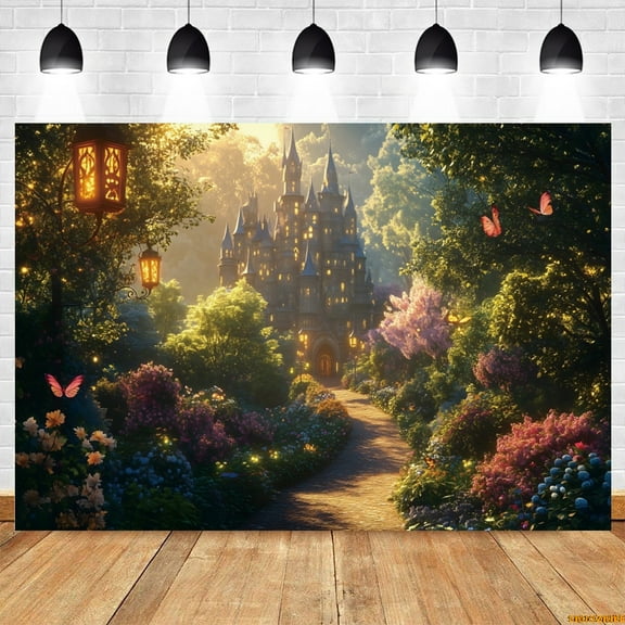 Enchanted Forest Castle Background Flower Butterfly ss Birthday Party Wedding Photo Photography Backdrop Photostudio