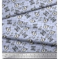 thumbnail image 3 of Soimoi Blue Poly Georgette Fabric Coffee & CHill Text Fabric Prints By Yard 52 Inch Wide, 3 of 5