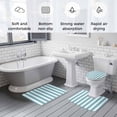 thumbnail image 5 of Aqua Striped Bath Mat 3 Piece Bathroom Rug Set, Modern Farmhouse Blue White Stripes Non Slip Bath Rug Contour Mat and Toilet Lid Cover, Absorbent Shower Mats Soft Bath Rugs and Mats Sets, 5 of 8
