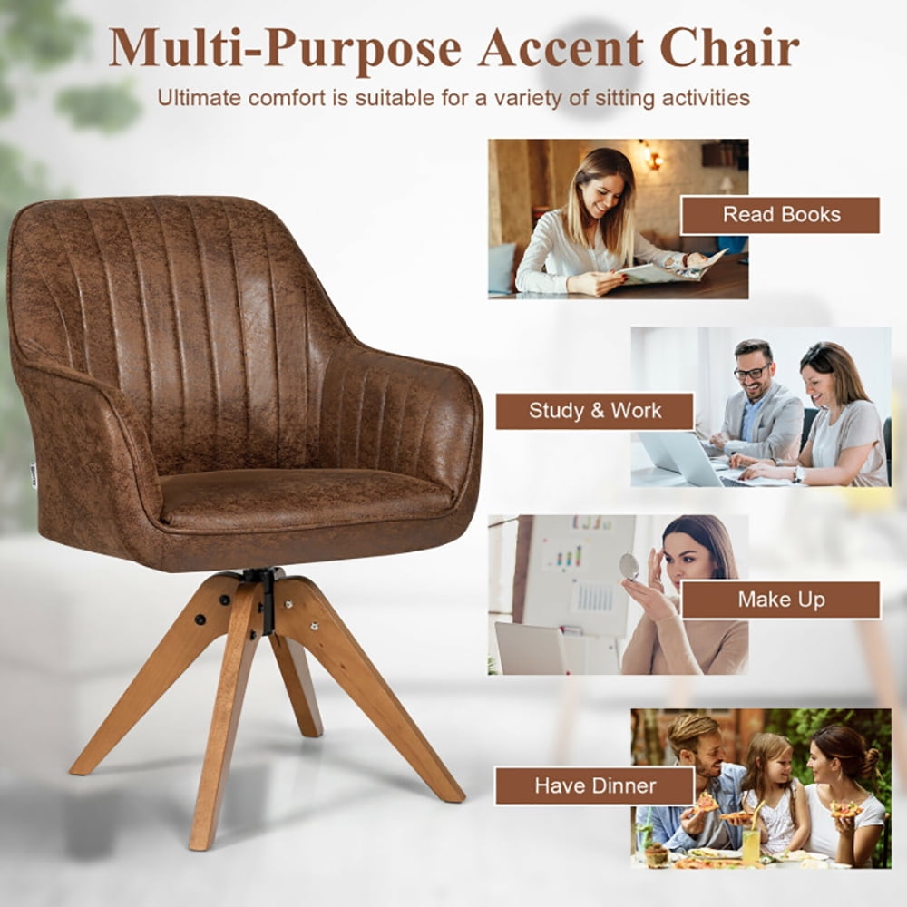 Finihen Modern Accent Chair, Fabric Swivel Accent Chair with Beech Wood Legs, for Bedroom, Living Room, Dining Room, Brown Finihen Modern Accent Chair, Fabric Swivel Accent Chair with Beech Wood Legs, for Bedroom, Living Room, Dining Room, Brown