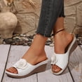 thumbnail image 7 of Women's Rose Wedge Sandals, Woman Slip On Dressy Summer Fashion Orthotic Slides Sandals Ladies Lightweight Thick Cushion Slippers Sandals With Comfortable Plantar Fasciitis Arch Support, White 9, 7 of 7