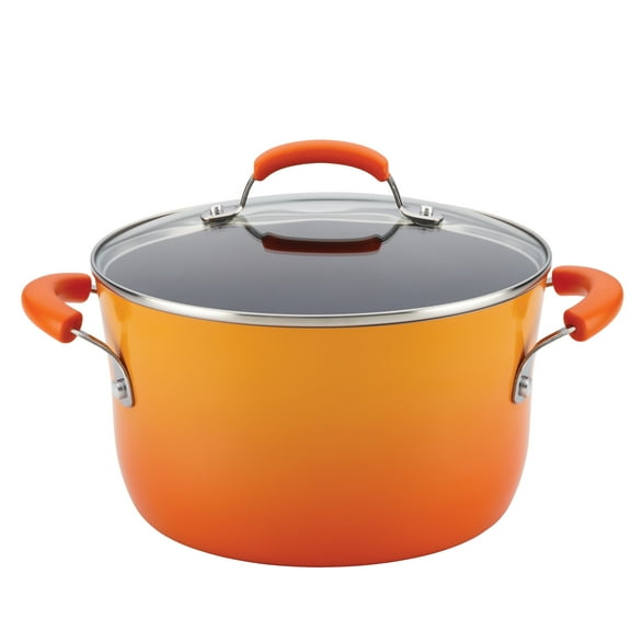 Rachael Ray Classic Bright's Hard Enamel Aluminum Nonstick 6-Quart Covered Stockpot