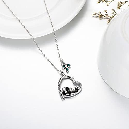 Panda Necklace Sterling Silver Heart Pendant Necklace Always My Sisters Forever My Friends Jewelry Gifts for Her Daughter