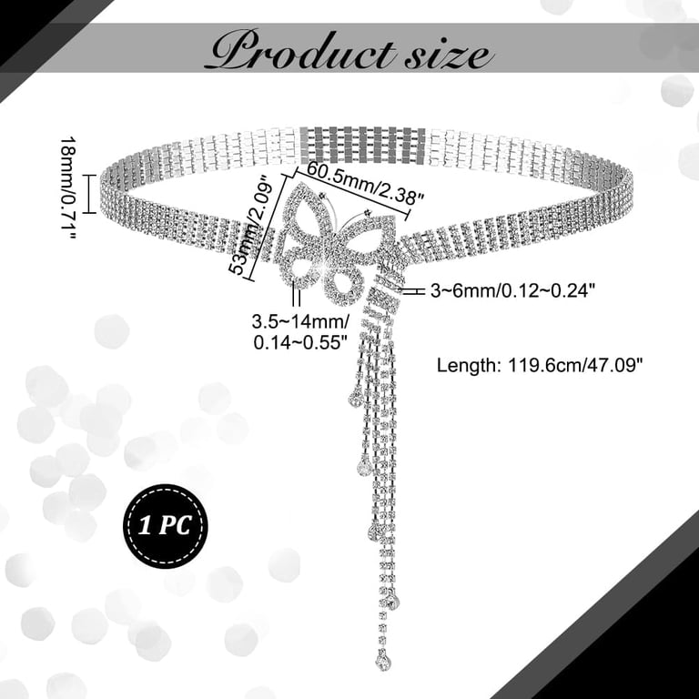 Rhinestone Chain Belt Sliver Sparkly Crystal Belt for  display picture 1